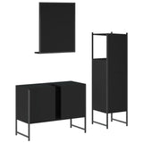 3 Piece Bathroom Cabinet Set Black Engineered Wood 3214349