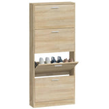 Shoe Cabinet Oak 59x17x150 cm Engineered Wood 342519