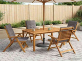 5-Piece Garden Dining Set Natural Solid Acacia Wood 3434567