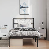 Metal Bed Frame without Mattress with Headboard Black 100x190cm 372271