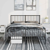 Metal Bed Frame without Mattress with Footboard Black 135x190cm 350881