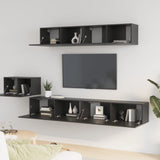 5 Piece TV Cabinet Set Black Engineered Wood 3114431