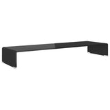 244139 TV Stand/Monitor Riser Glass Black 100x30x13 cm