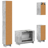 4 Piece Bathroom Cabinet Set EDE Concrete Grey Engineered Wood 3417903