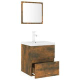 Bathroom Furniture Set Smoked Oak Engineered Wood 3152864