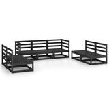 7 Piece Garden Lounge Set Black Solid Pinewood 3075423