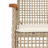3 Piece Bistro Set with Cushions Beige Poly Rattan Acacia Wood 366261