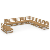 11 Piece Garden Lounge Set Honey Brown Solid Pinewood 3075877