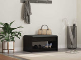 Hall Bench Black Oak 63 x 38 x 45 cm Engineered Wood and Fabric 891569