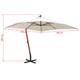Garden Parasol White Polyester fabric Large 42968