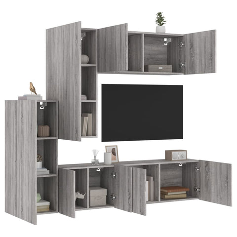 5 Piece TV Wall Units Grey Sonoma Engineered Wood 3216494