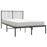 Metal Bed Frame without Mattress with Headboard Black 120x190cm 350861