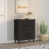 Side Cabinet Black 60x33x75 cm Solid Wood Mango 356845