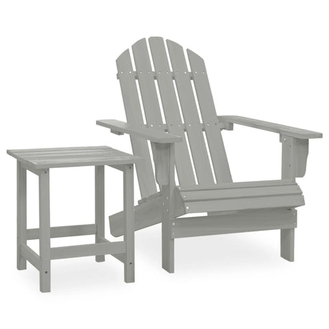 Garden Adirondack Chair with Table Solid Fir Wood Grey 315920