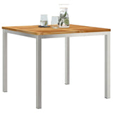 Dining Table 90x90x75 cm Solid Teak Wood and Stainless Steel 42006186