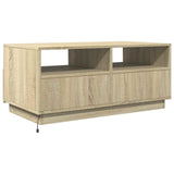Coffee Table with LED Lights Sonoma Oak 90x49x40 cm 839835