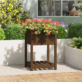 Planter with Shelf Honey Brown 54x54x81 cm Solid Wood Pine 823776