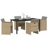Garden Dining Set with Cushion Folding 5 pcs Beige Poly rattan 3379966