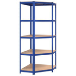 5-Layer Corner Shelf Blue Steel&Engineered Wood 152873