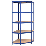 5-Layer Corner Shelf Blue Steel&Engineered Wood 152873