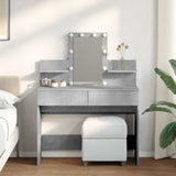 Dressing Table with LED Concrete Grey 100x40x130 cm 848202