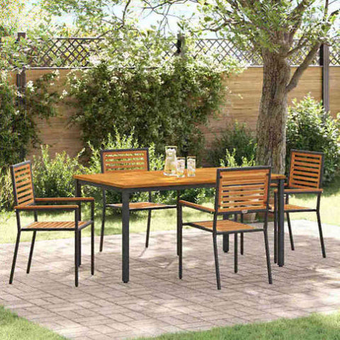 Garden Dining Set 5 pcs Black Poly Rattan 3365496
