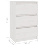 Bedside Cabinets 2 pcs White 40x29.5x64 cm Solid Pine Wood 808086