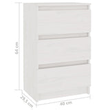 Bedside Cabinets 2 pcs White 40x29.5x64 cm Solid Pine Wood 808086