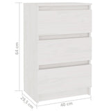 Bedside Cabinets 2 pcs White 40x29.5x64 cm Solid Pine Wood 808086