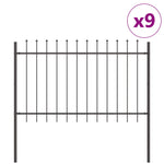 ZNTS Garden Fence Set of 9 Grey Metal 170 x 3.4 x 150 cm Tough 3334170