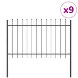 ZNTS Garden Fence Set of 9 Grey Metal 170 x 3.4 x 150 cm Tough 3334170