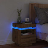 Bedside Cabinet with LED Lights Artisan Oak 40x39x48.5 cm 857660