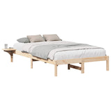 Bed Frame Natural 135 x 190 cm Solid Pine Wood 873196