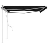 Manual Retractable Awning with Posts 4.5x3.5 m Anthracite 3070039