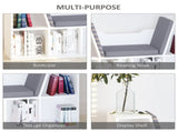 Bookcase Storage Shelf with Cushioned Reading Seat, Cube Bookshelf Organizer for Bedroom Living T3398P330546