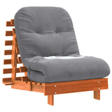 Futon Sofa Bed with Mattress Wax Brown 70x206x11 cm Solid Wood Pine 846753