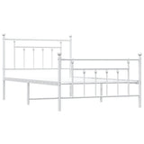 Metal Bed Frame without Mattress with Footboard White 107x203cm 353600