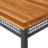 Garden Table Black 180x90x75 cm Poly Rattan Acacia Wood 366279