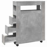 Narrow Bathroom Cabinet with Wheels Concrete Grey Engineered Wood 855271