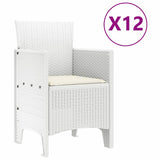 Garden Dining Set 13 pcs White Poly rattan and Cotton 3378626