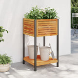 Garden Planter with Shelf 45x45x80 cm Solid Wood Acacia and Steel 367616