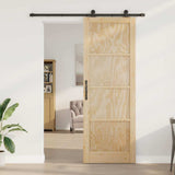 Sliding Door Natural and Black 83 x 232 cm Solid Pine Wood 3333340