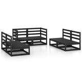 6 Piece Garden Lounge Set Black Solid Pinewood 3075413