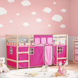 Kids' Loft Bed with Curtains without Mattress Pink 90x200cm 3206966