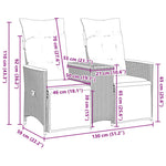 Reclining Garden Sofa 2-Seater with Table Grey Poly Rattan 365724