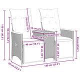 Reclining Garden Sofa 2-Seater with Table Grey Poly Rattan 365724