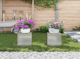 Plant Stand 2 pcs Silver 24 x 24 x 35 cm Galvanised steel 865811