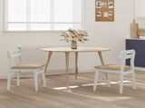 Dining Chair 2 pcs White and Brown Solid Rubber Wood 42020517