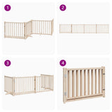 Dog Gate with Door Foldable 4 Panels 320 cm Solid Wood Fir 352273