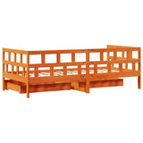 Daybed with Drawers without Mattress Wax Brown 90x200 cm Solid Wood 3302089
